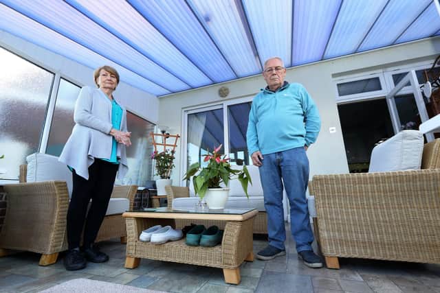 Shirley and Dave Woodison of Baffins were left in the lurch by builders over the replacement of their conservatory roof
Picture: Chris Moorhouse (jpns 090322-24)