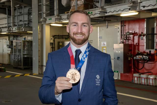 Portsmouth-born Declan Brooks with his Tokyo Games BMX freestyle bronze medal. Picture: Alex Shute