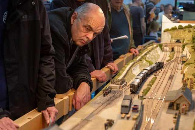 A visitor at the model railway exhibition in Admiral Lord Nelson School. Picture: Mike Cooter (181123)