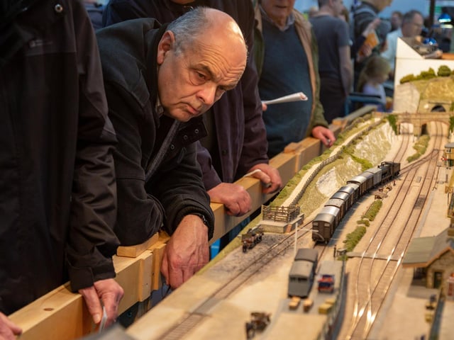 A visitor at the model railway exhibition in Admiral Lord Nelson School. Picture: Mike Cooter (181123)