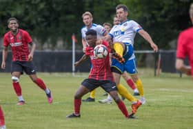 Gosport's Danny Hollands in the first half of their friendly at Petersfield. Picture by Tom Phillips