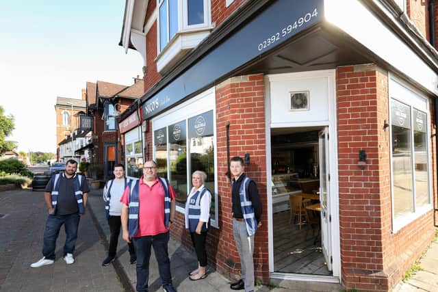 Pictured from left, Steve Waters, Luke Folkard, Stuart Buchanan, Amanda Buchanan and Jordan Folkard. Stuart Buchanan has set up Havant and Waterlooville Eats. Pictured at Nico's, HorndeanPicture: Chris Moorhouse (jpns 250821-03)