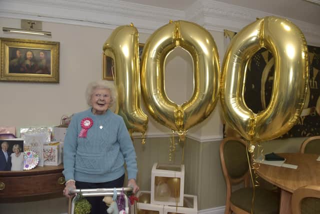 Pearl Hunter celebrated her 100th birthday at Alexandra Rose Care Home in Drayton
Picture: Sarah Standing (151122-6371)