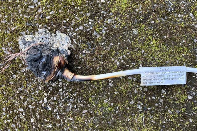A plug melted in a fire at Southwick on Saturday afternoon, September 24