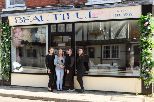 Pictured is: Katrina Othen with her staff, Harriet Craddock, Tilley Coveney, Gemma Dudman.
Picture: Keith Woodland (270221-12)