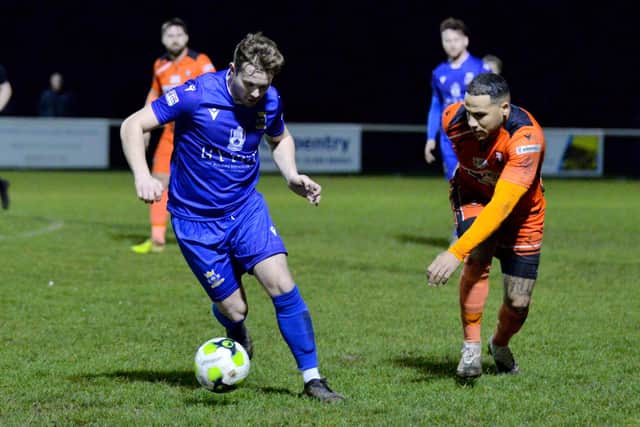 Action from Portchester (orange) v Baffins Milton Rovers. Picture by Martyn White.