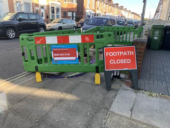 City Fibre has started rolling out a new fibre optic internet networking in Portsmouth. Pictured: Closed footpaths off Devonshire Avenue as CityFibre carries out work installing fibre optic cables. Picture: Ben Fishwick
