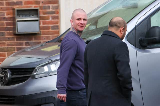 Chris Harvey leaving Portsmouth Magistrates Court after being sentenced