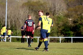 Moneyfields Reserves player-boss Jake Knight during his side's cup win at Fleetlands. Pic: Tom Phillips.
