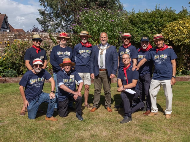 The Odd Wednesday Men sea shanty group who provided entertainment at the garden party. Picture: Mike Cooter (290723)