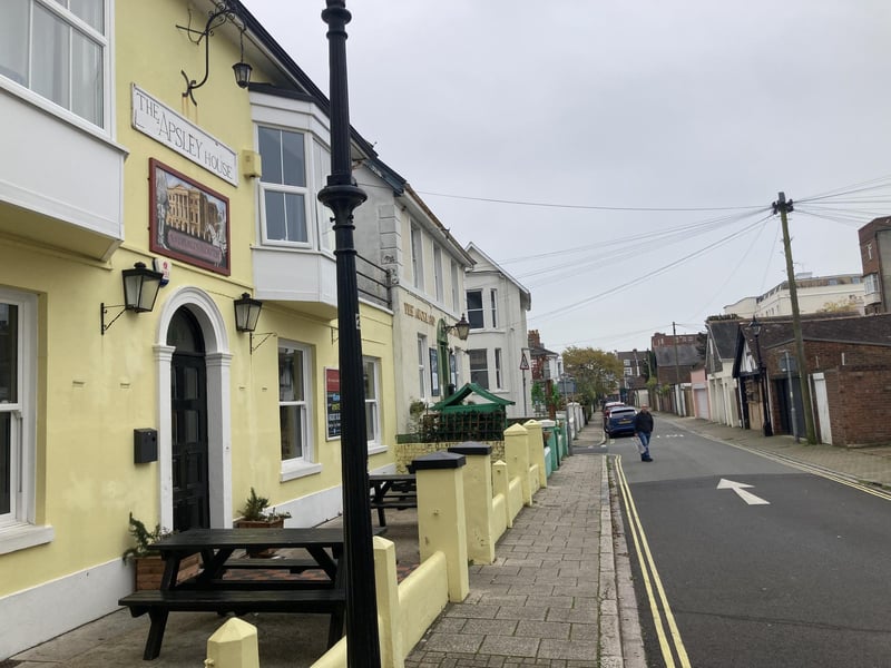 The view outside The Apsley House in Southsea. Punters fought to get in through the windows during the '80s while many of the nearby buildings were reduced to rubble during the Second World War. The pub is located in the quiet Auckland Road West but is near the bustling Palmerston Road, Clarence Parade and Southsea Common