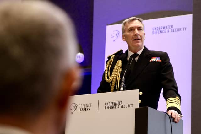 First Sea Lord Admiral Tony Radakin at the Underwater Defence & Security conference in Southampton. Picture: Kalvin Burrows