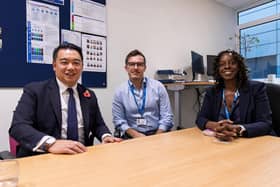 Alan Mak MP with Jenni Douglas-Todd, Chair of Portsmouth Hospitals University NHS Trust.