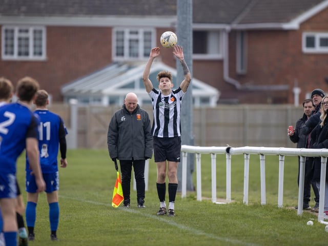 Hayling United (black/white) v Clanfield. Picture by Alex Shute