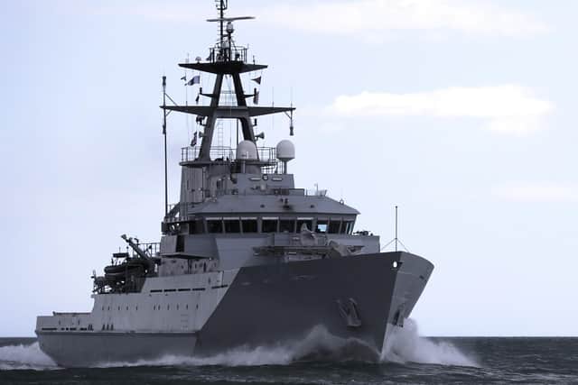 HMS Tyne arrives at Portsmouth harbour. Photo: Royal Navy