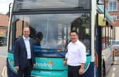Alan Mak MP with Stagecoach South managing director Marc Reddy in 2023, when the £2 bus fare cap was extended until the end of 2024