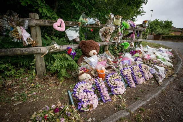 Flowers were placed by the entrance to Havant Thicket following Louise's murder. Picture: Habibur Rahman