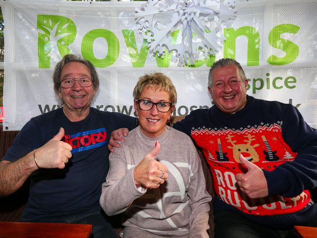 From left, Radio Victory MD Bob Bruce, and the landlady and landlord of The George, Alison Munden and Andy Munday. Radio Victory fundraiser for Rowans Hospice, which took place at The George Inn on Portsdown Hill Road
Picture: Chris Moorhouse
