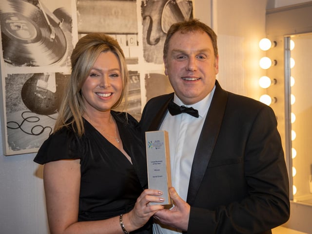 Winners of Large Business of the Year, Jason Phillips and Kim Smith of Aerial Direct.
