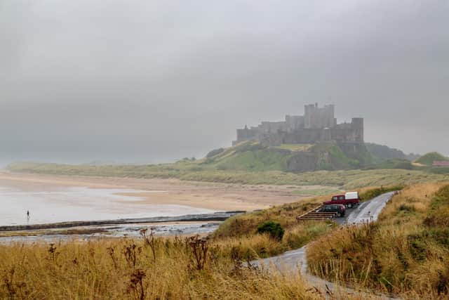Steve Canavan didn't let a spot of rain ruin his seaside jaunt at Bamburgh Beach, Northumberland.