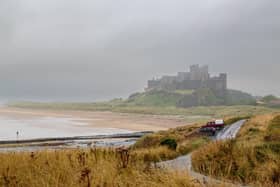 Steve Canavan didn't let a spot of rain ruin his seaside jaunt at Bamburgh Beach, Northumberland.