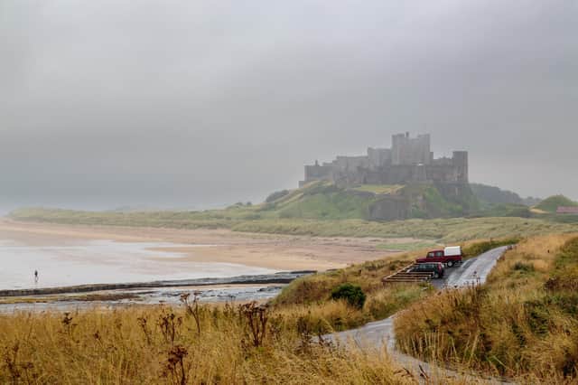 Steve Canavan didn't let a spot of rain ruin his seaside jaunt at Bamburgh Beach, Northumberland.