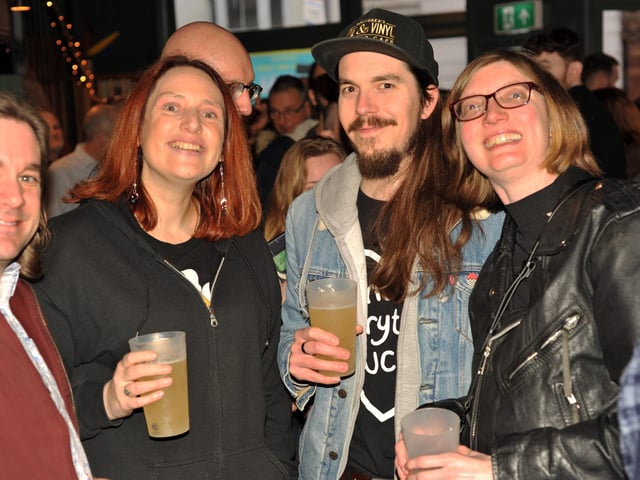 Dave Elvy, Ali Coote, Stuart Williams and Denise Elvy enjoying the 10th anniversary of Icebreaker Festival, which took place in various venues in the Albert Road area on Saturday. Picture by Paul Windsor