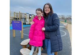 Gosport mum of three Kirsty Smillie is walking 20km in half term to raise funds for Hampshire PANDAS which supports parents in need. Pictured: Kirsty with her daughter Maisy, six