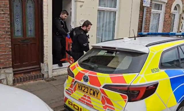 Police at scene of suspected drugs raid in Byerley Road, Fratton