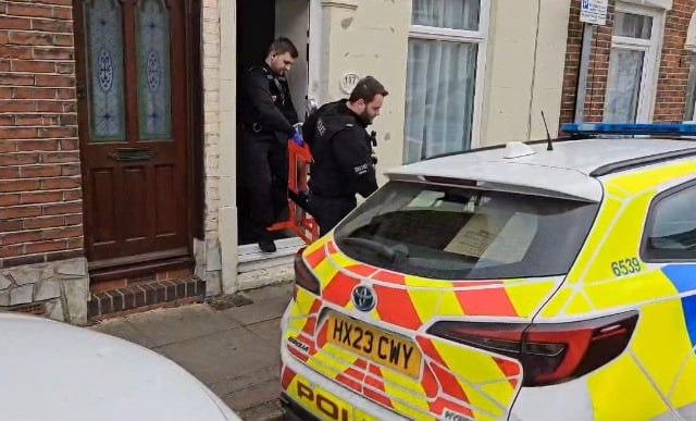 Police at scene of suspected drugs raid in Byerley Road, Fratton