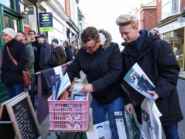 Gary Fitzgerald and his son, Harry, look through posters. Record Store Day 2024 at Pie & Vinyl, Castle Road, SouthseaPicture: Chris Moorhouse