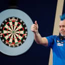 Peter Wright of Scotland reacts to the win during his Semi-Finals Match against Gary Anderson of Scotland during Day Fifteen of The William Hill World Darts Championship at Alexandra Palace on January 02, 2022 in London, England. Picture: Luke Walker/Getty Images