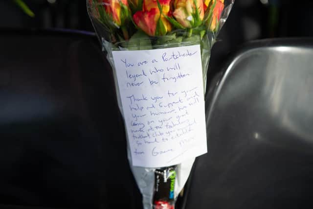 Floral tributes for Steve Woods at AFC Portchester. Picture: Habibur Rahman