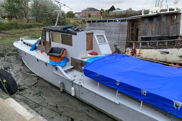 Vikki Roney has been restoring an RAF rescue launcher used in the Second World War. At Forton Lake in Gosport. Picture: Toby Paine
