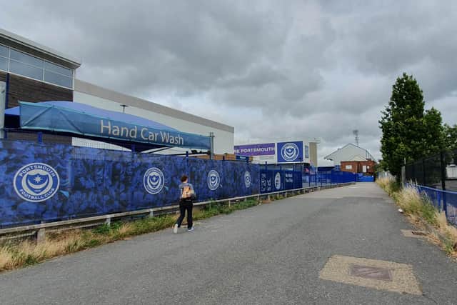 Pompey Vs Oxford.
League one play-off at Fratton Park on 3 July 2020.

Pictured:  GV of PFC Stadium 

Picture: Habibur Rahman