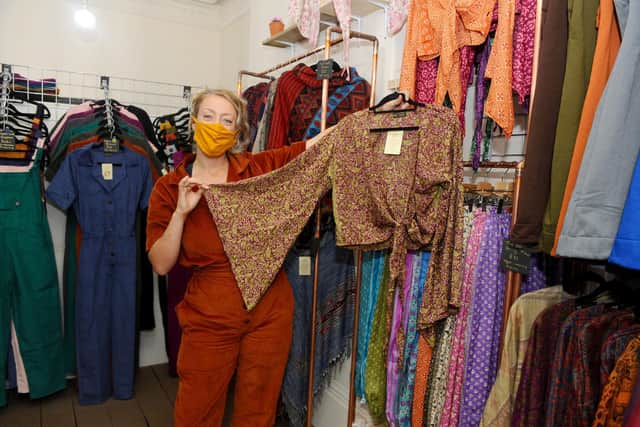 Ethical and sustainable clothing label Tweedy Clothing has opened a shop in Albert Road, Southsea, on Thursday, October 8.
Pictured is: Cacey Barks, co-owner of Tweedy Clothing.
Picture: Sarah Standing (081020-5041)
