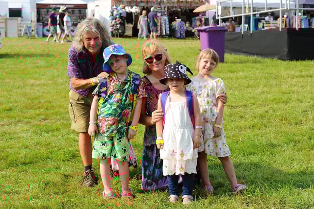 Wickham Festival 2024 got underway at their new arena site in Shedfield on Thursday, August 1. 

Pictured is: Helen and Vic Grout from Wrexham, North Wales with (l-r) Killian (8), Maizie (5) and Lilith (7).

Picture: Sarah Standing (010824-2962)