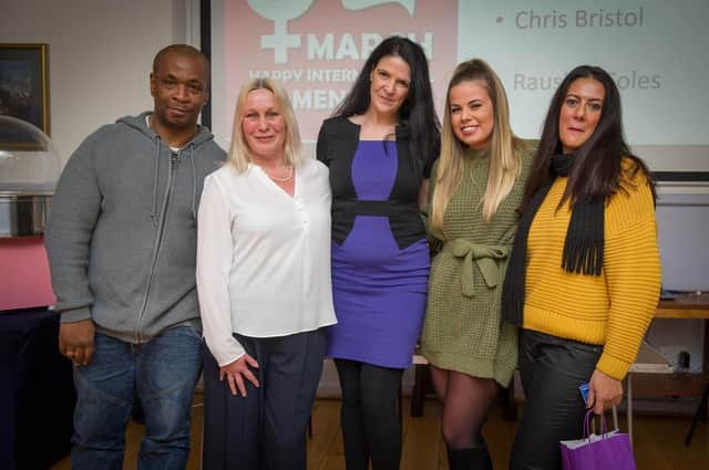 Charlene Maines, centre, with (from left), Chris Bristol, Tara Walton, Tori Tisson and Raushia Coles at her International WOmen's Day event. Picture: Habibur Rahman