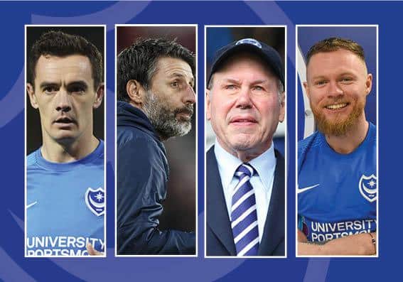 From left: Shaun Williams. Danny Cowley, Michael Eisner and Aiden O'Brien