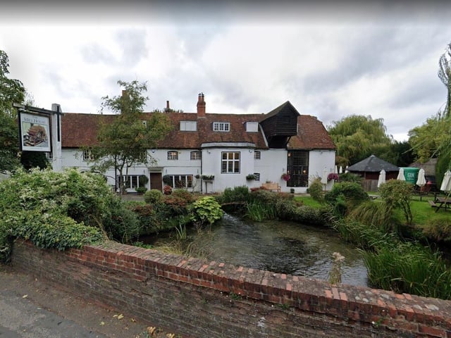 The Mill House in North Warnborough, is a picturesque pub in a grade II listed building. It is a 50 minute drive from Portsmouth.