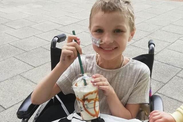 Sophie Fairall, 10, pictured during one of her trips to hospital. Photo: Instagram/Sophies_Sarcoma_Journey