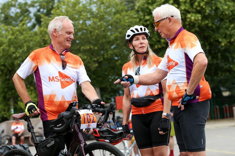 Bicycle discussion with, from left, Mike Smith, Louise Hartland  and Graeme Bradshaw
Picture: Chris Moorhouse (jpns 080723-04)