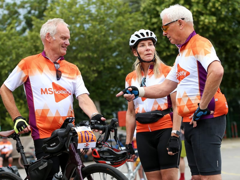 Bicycle discussion with, from left, Mike Smith, Louise Hartland  and Graeme Bradshaw
Picture: Chris Moorhouse (jpns 080723-04)