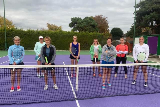 Avenue and Warsash Ladies players. Back row, from left to right; PG Udal, Victoria Pine, Evie Howarth, Emma Boucher. Front Row; Nicki Eldridge, Karen Kirwan, Natalie Denby, Anna Newman