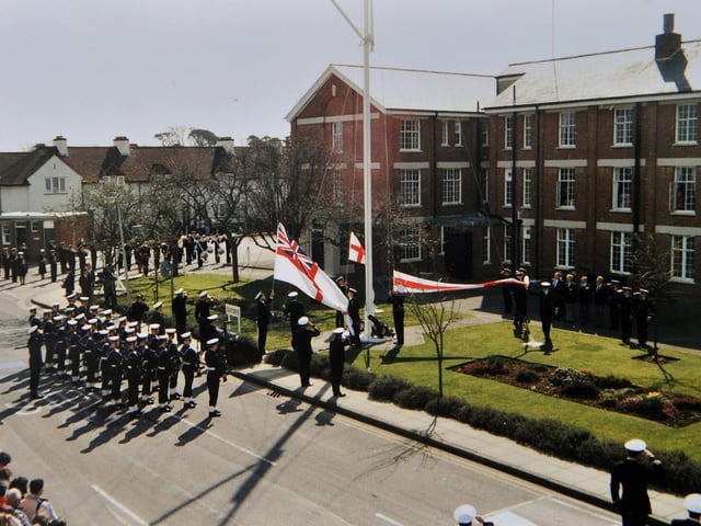 The closing ceremony of HMS Daedalus in 1996