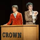 Jasper Talbot as Mick Jagger, Brenock O'Connor as Keith Richards in Redlands at Chichester Festival Theatre. Photo by Ikin Yum