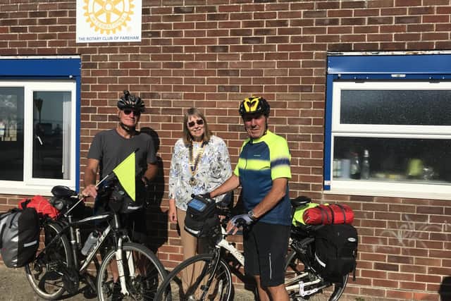 Bob and Richard before they set off on their bike ride.