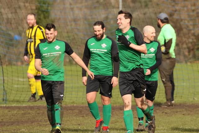 Saturn Royale celebrate a goal. Picture: Kevin Shipp