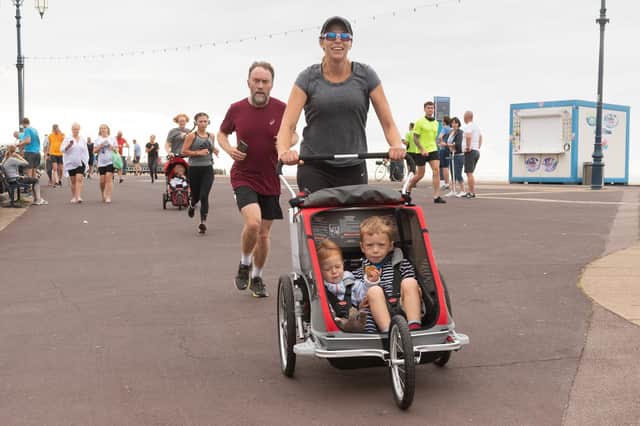 Southsea parkrunner Linda Foster with Magnus and Albert

Picture: Keith Woodland