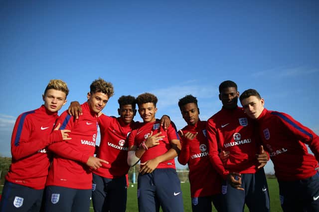 England's future under-17 World Cup winning squad, pictured in October 2016 - five months before Ian Foster's coaching arrival. (L-R) George McEachran, Joel Latibeaudiere, Jonathan Panzo, Jadon Sancho, Angel Gomes, Timothy Eyoma and Phil Foden. Picture: Ronny Hartmann/Getty Images